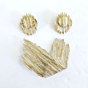 Vintage Capri Signed Demi Parure Mid Century Brutalist Earring Brooch Pin Set